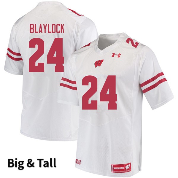 Wisconsin Badgers Men's #24 Travian Blaylock NCAA Under Armour Authentic White Big & Tall College Stitched Football Jersey BE40L46HD